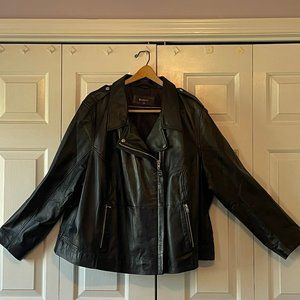 Roamans Moto Leather Jacket Black 30W